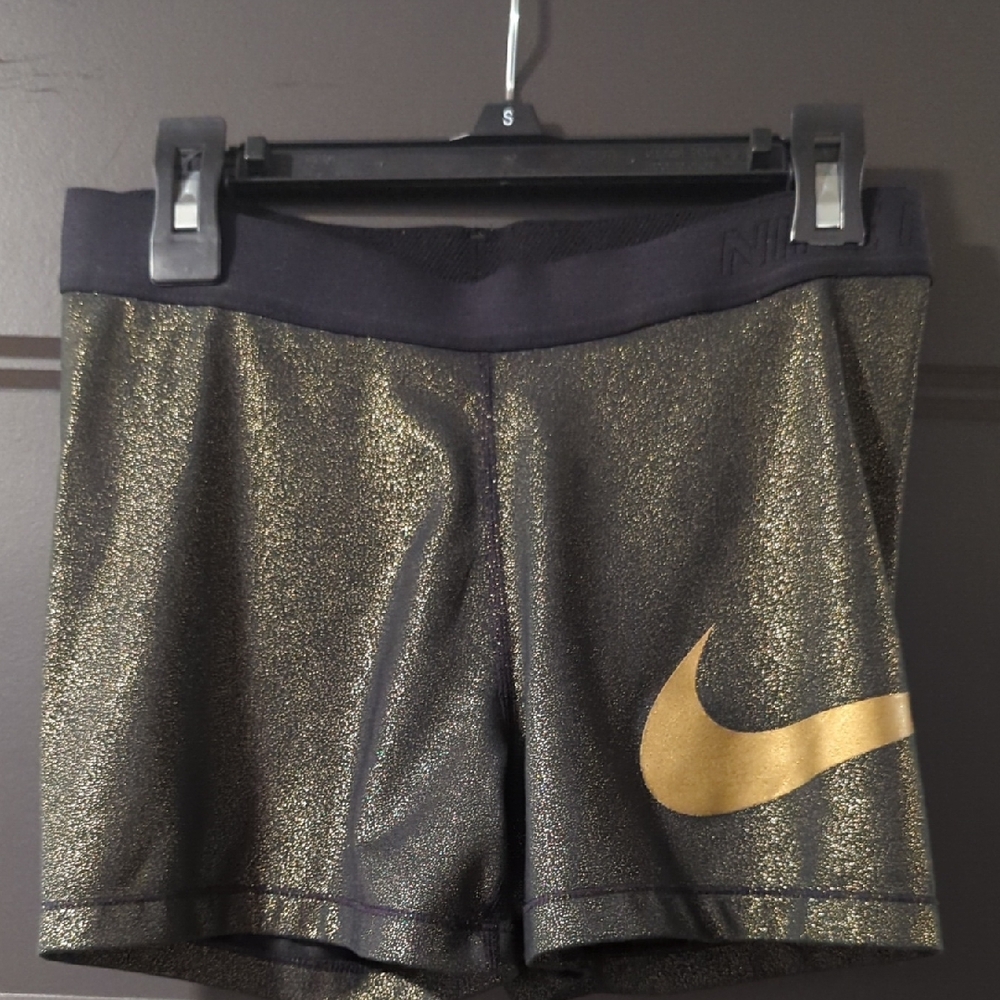 Nike Gold and Black Athletic Shorts